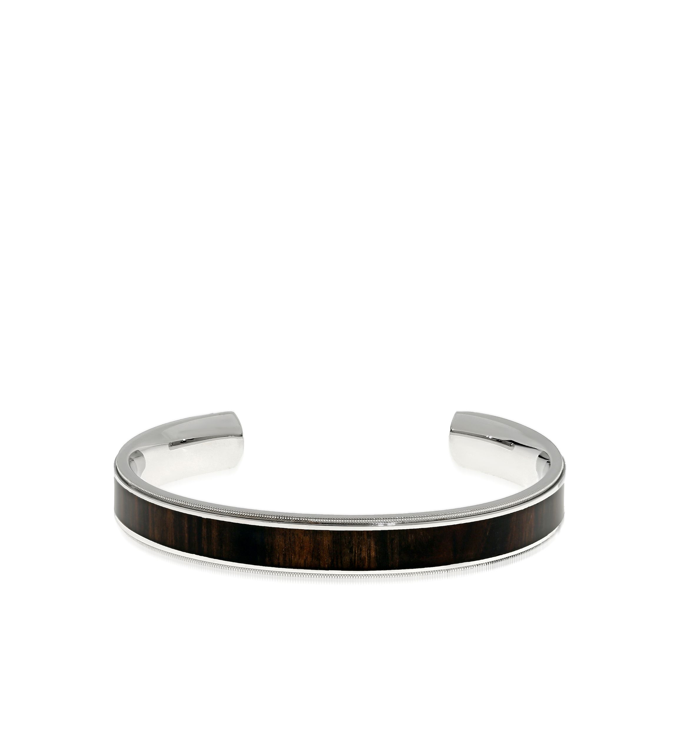 Mens Stainless Steel and Wood Cuff Bracelet