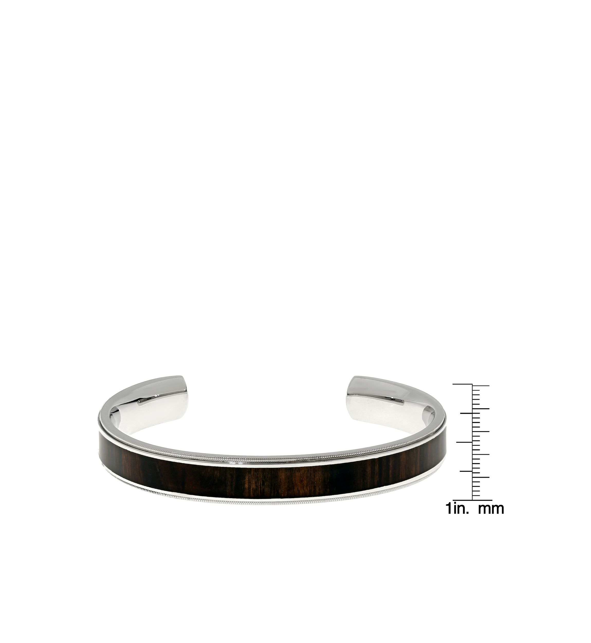 Mens Stainless Steel and Wood Cuff Bracelet