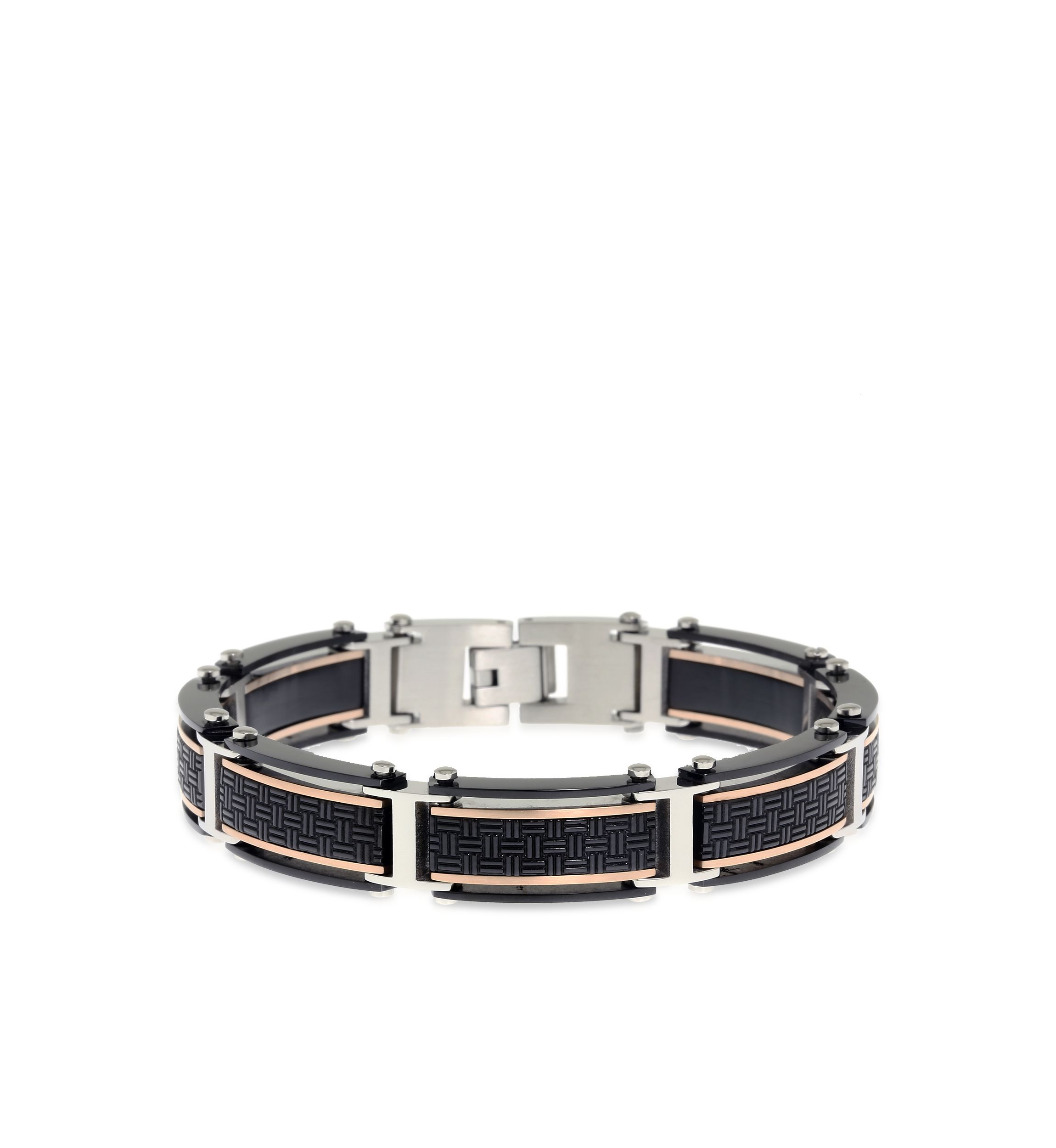 Mens Stainless Steel Textured Cable Bracelet