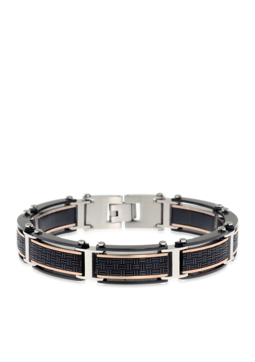 Mens Stainless Steel Textured Cable Bracelet