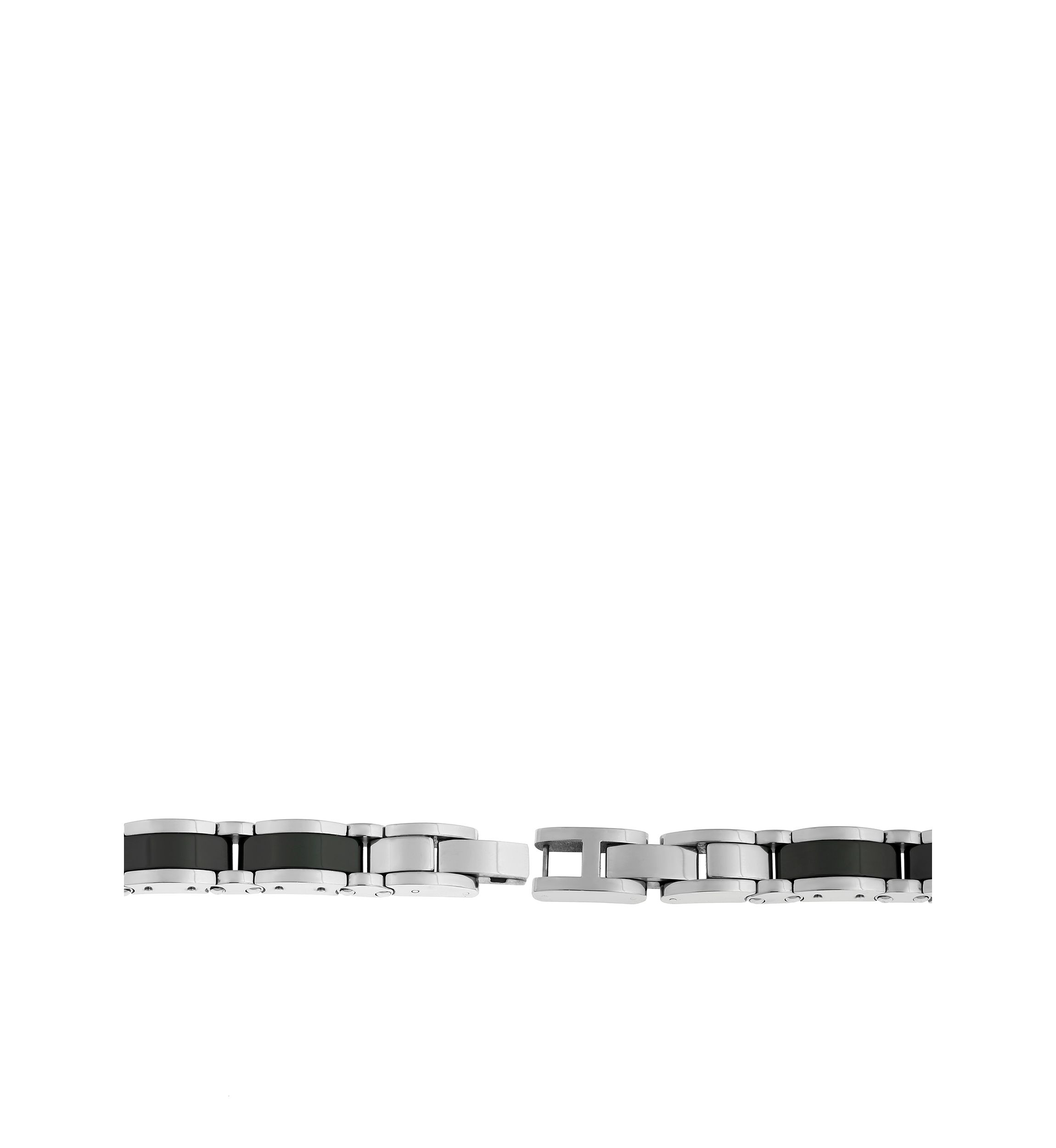 Mens Stainless Steel Bracelet with Ceramic and Lock Extender