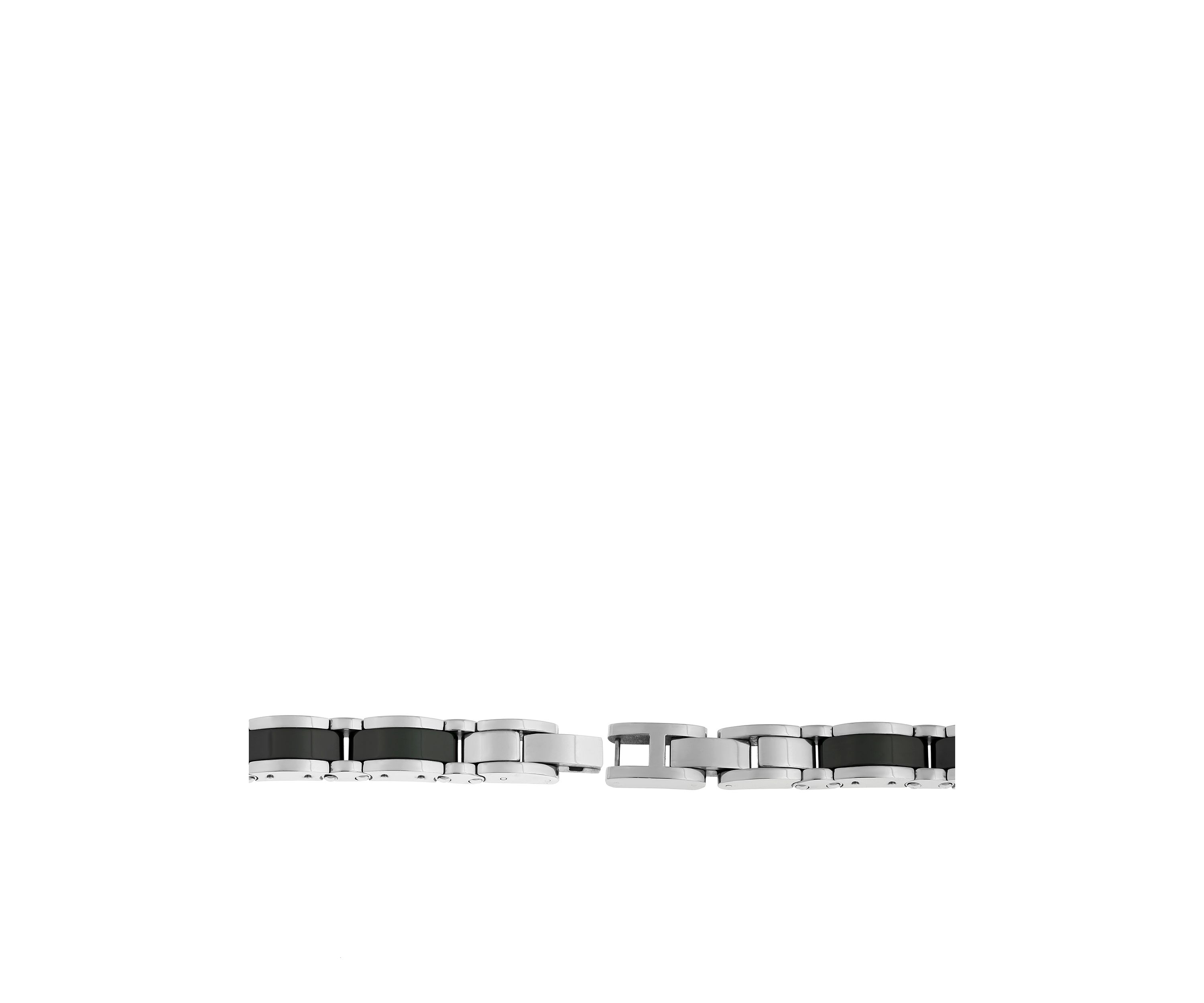Mens Stainless Steel Bracelet with Ceramic and Lock Extender