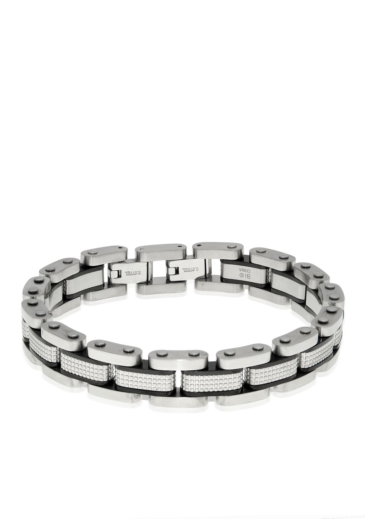 Mens Stainless Steel Textured Bracelet