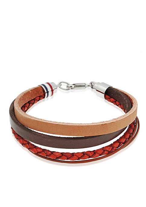 Mens Stainless Steel and Leather Bracelet