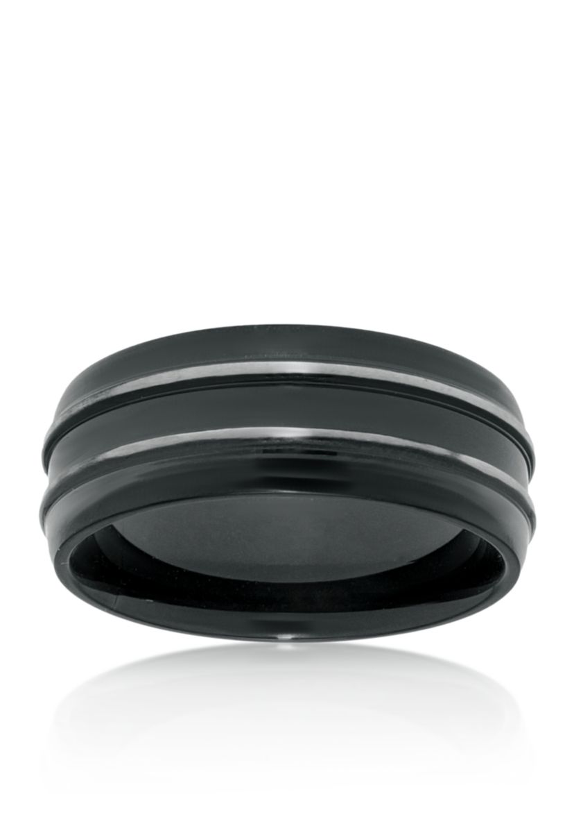 Mens Stainless Steel Black Ion Plated Ring