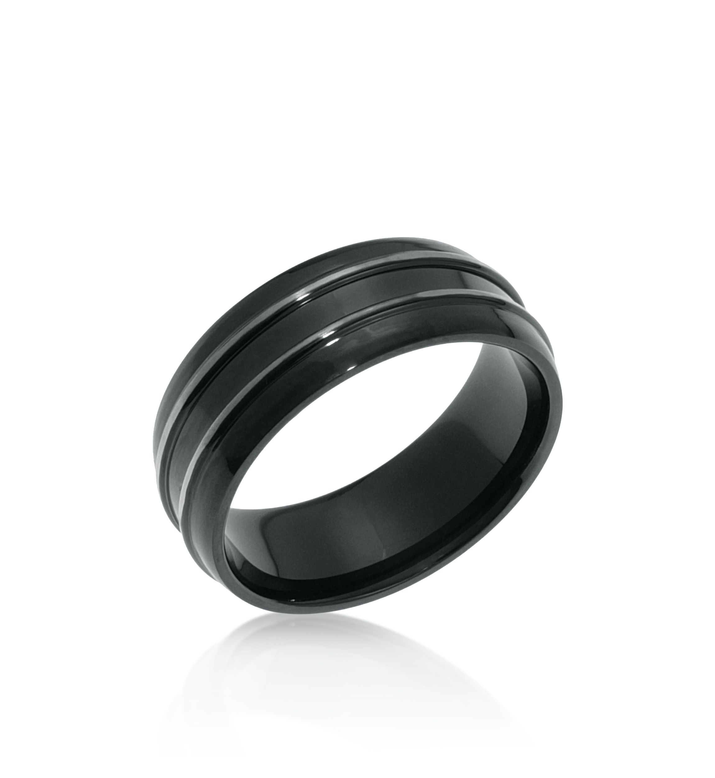 Mens Stainless Steel Black Ion Plated Ring