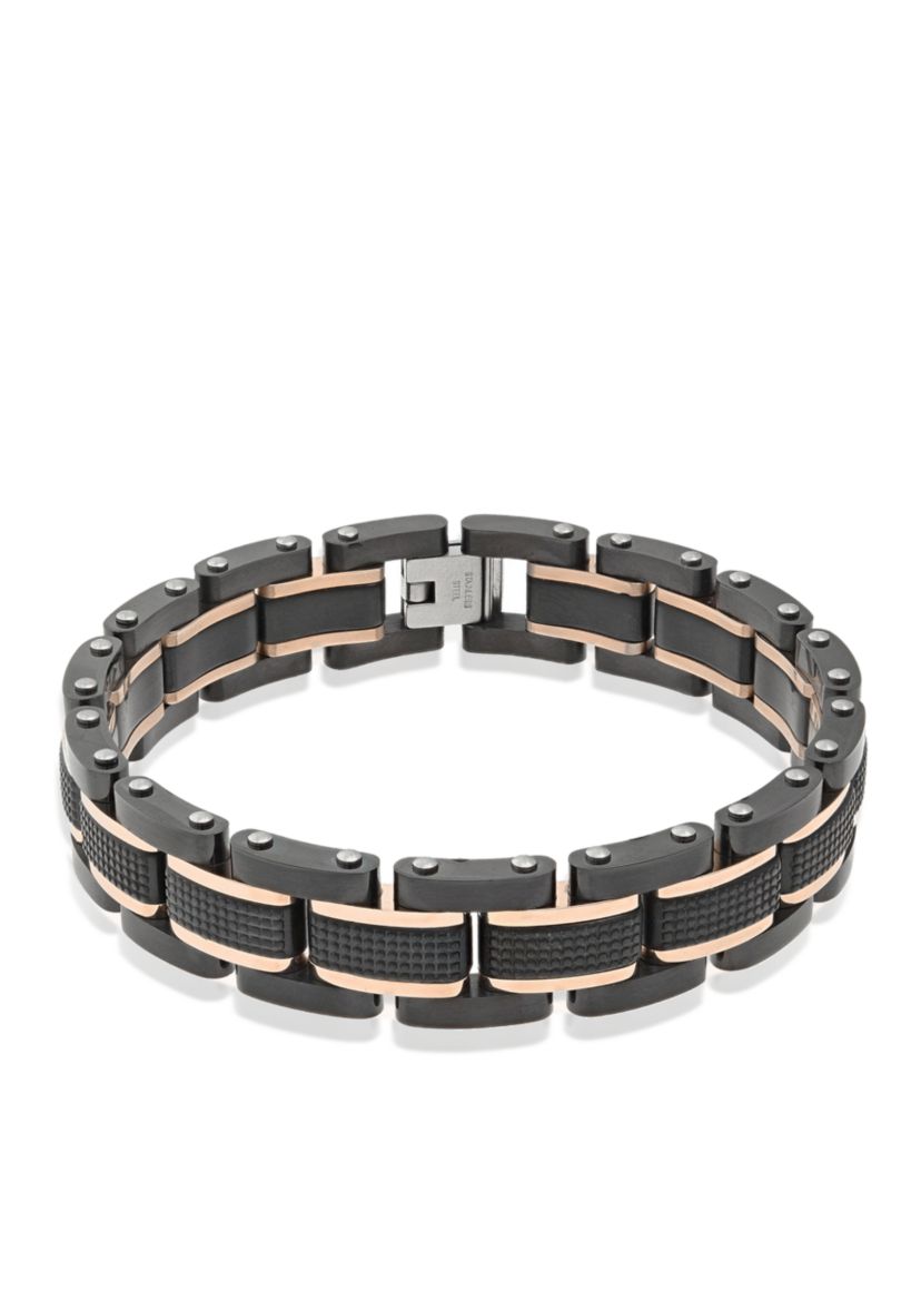 Mens Stainless Steel Textured Bracelet