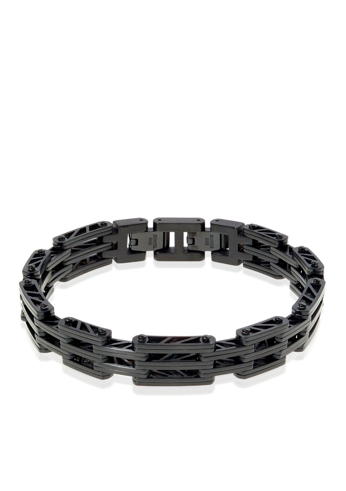 Mens Stainless Steel Bridge Link Bracelet
