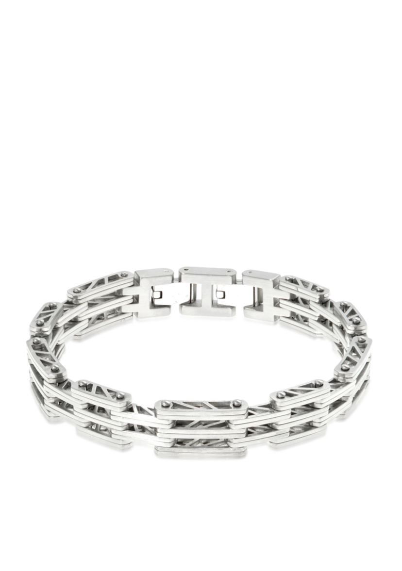 Mens Stainless Steel Bridge Link Bracelet
