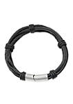 Mens Stainless Steel and Leather Bracelet