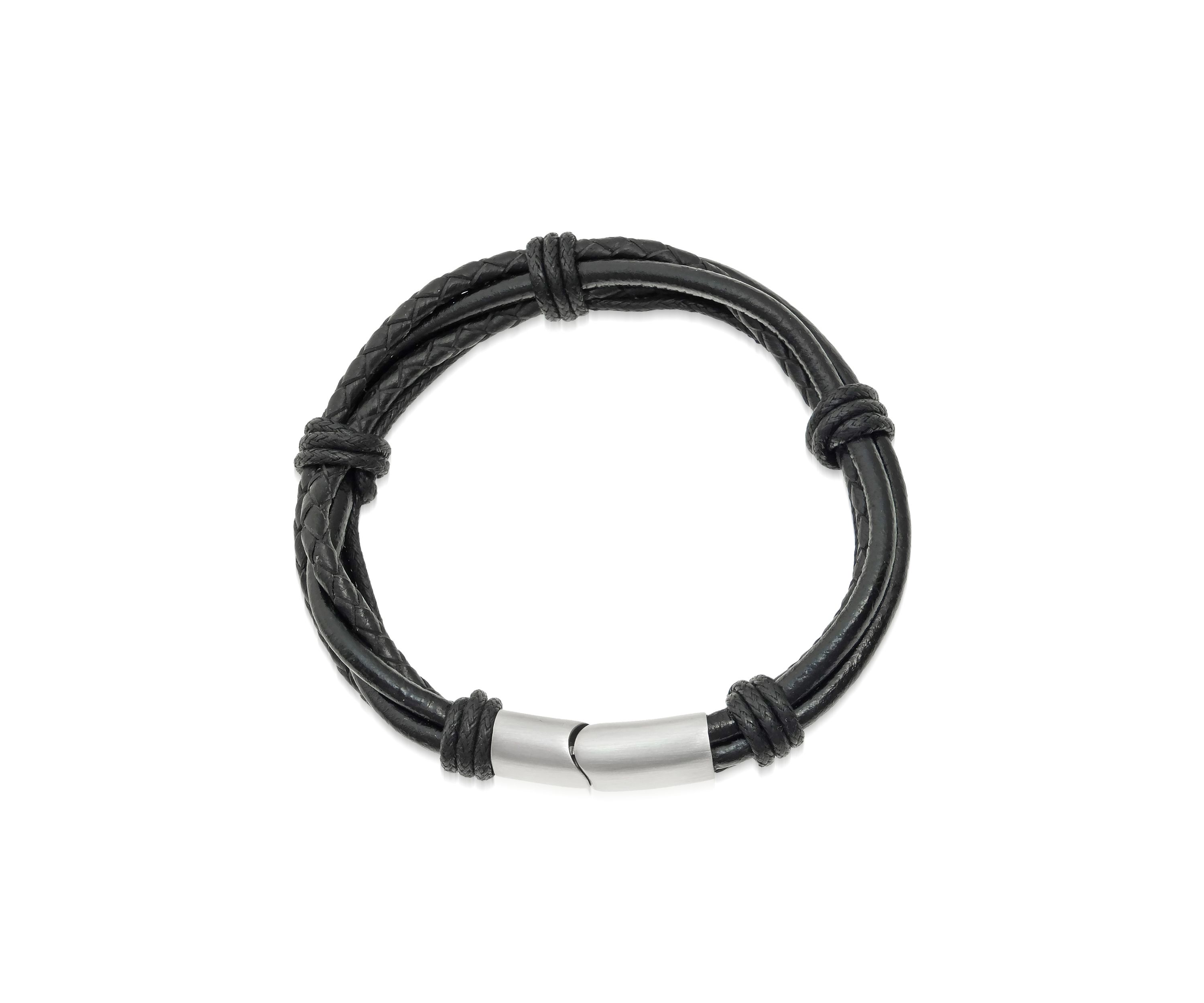 Mens Stainless Steel and Leather Bracelet