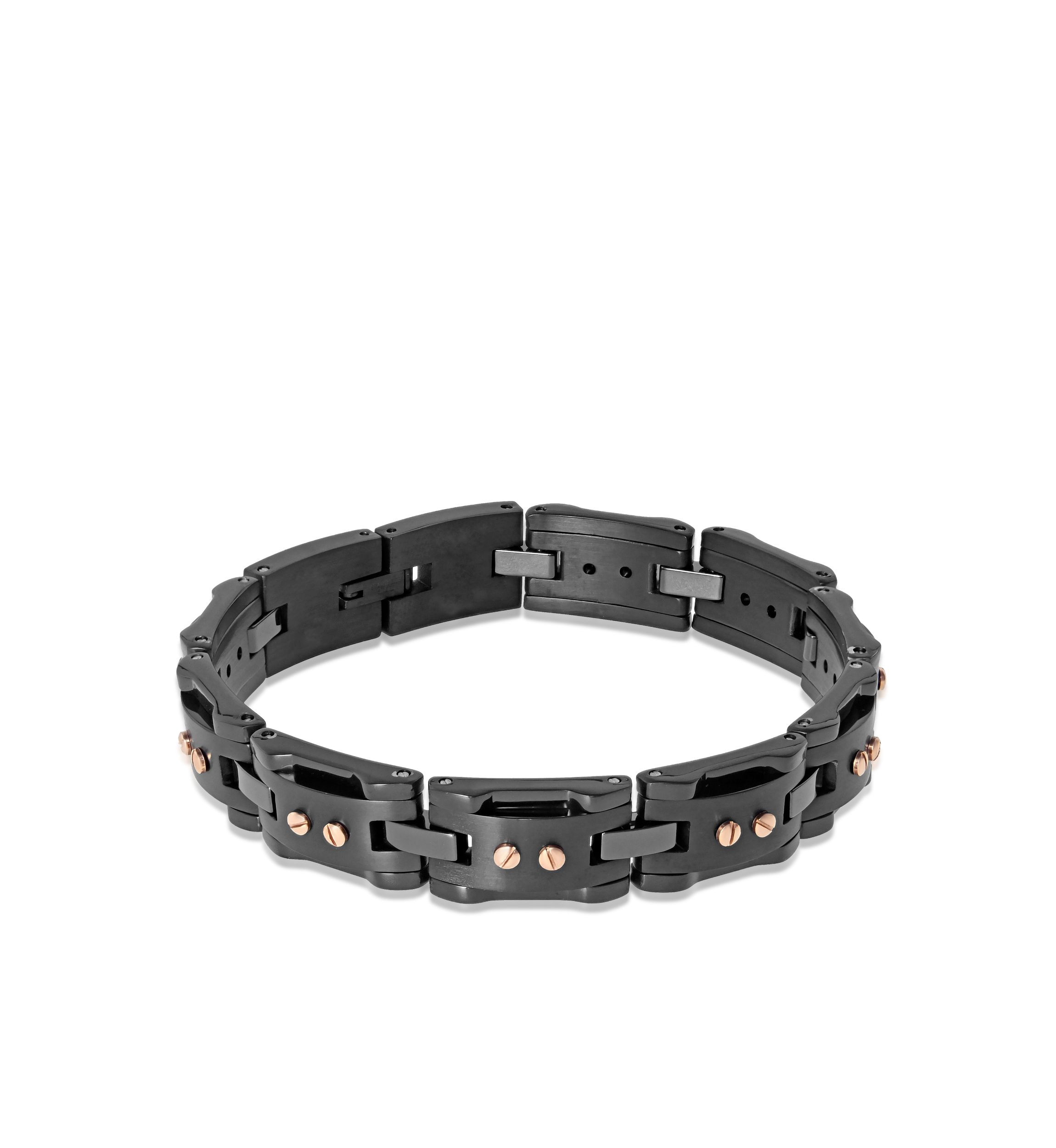 Mens Stainless Steel and Ceramic Bracelet