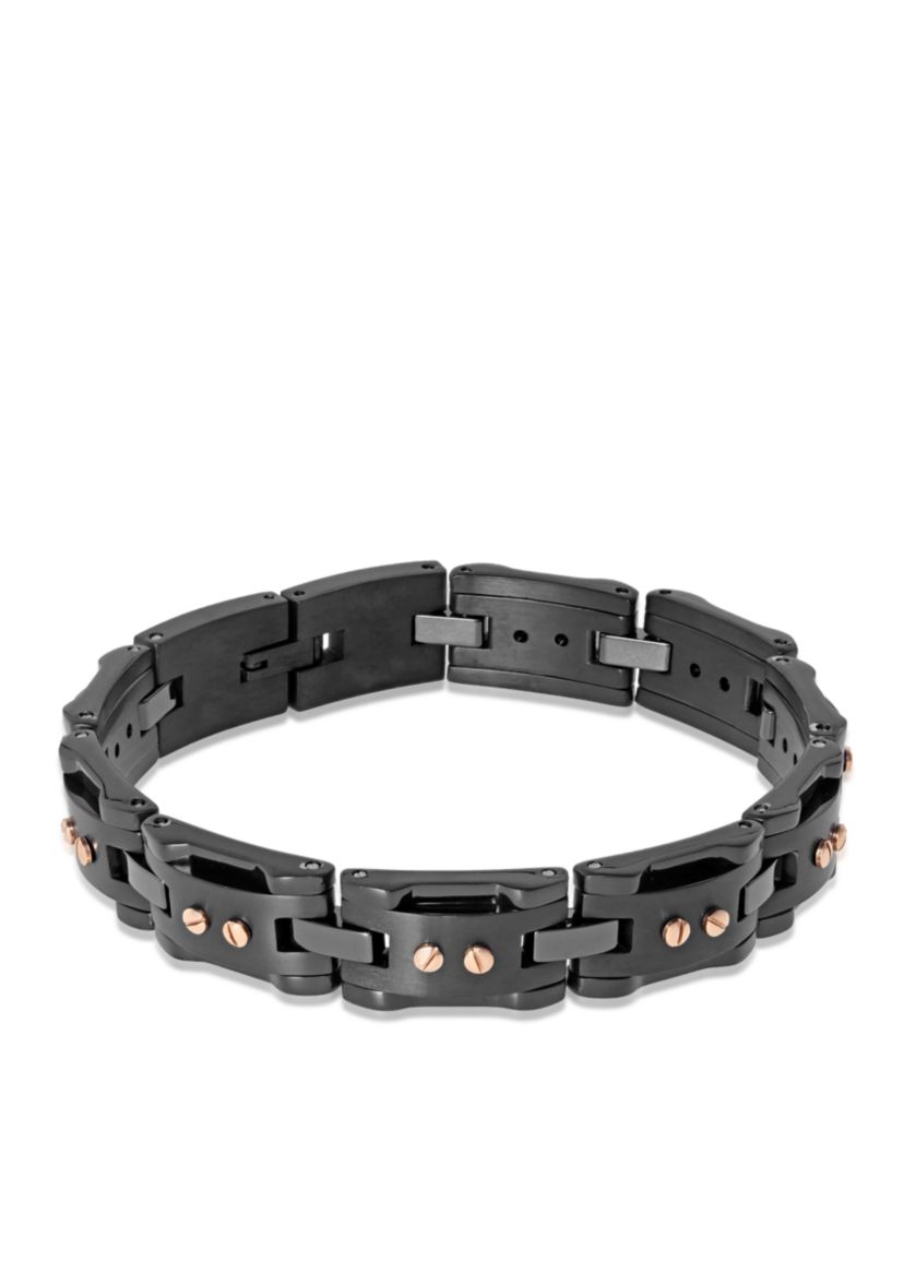 Mens Stainless Steel and Ceramic Bracelet