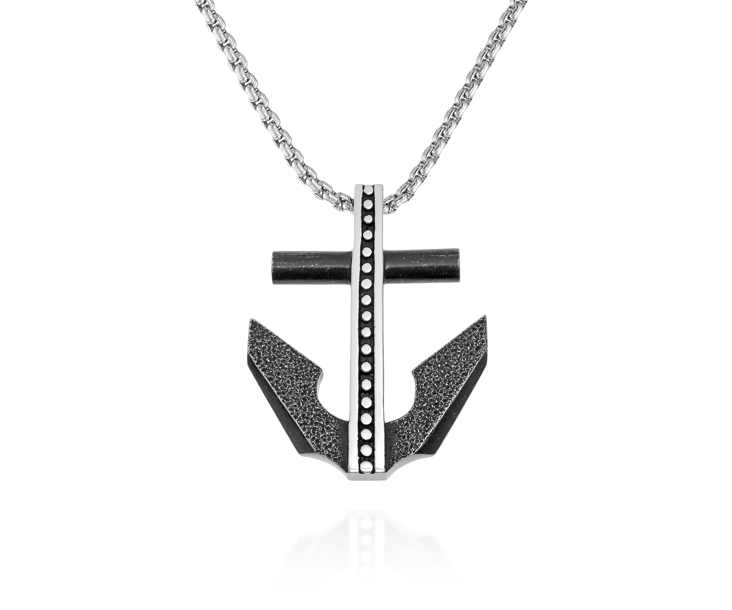 Mens Stainless Steel Anchor Pendant