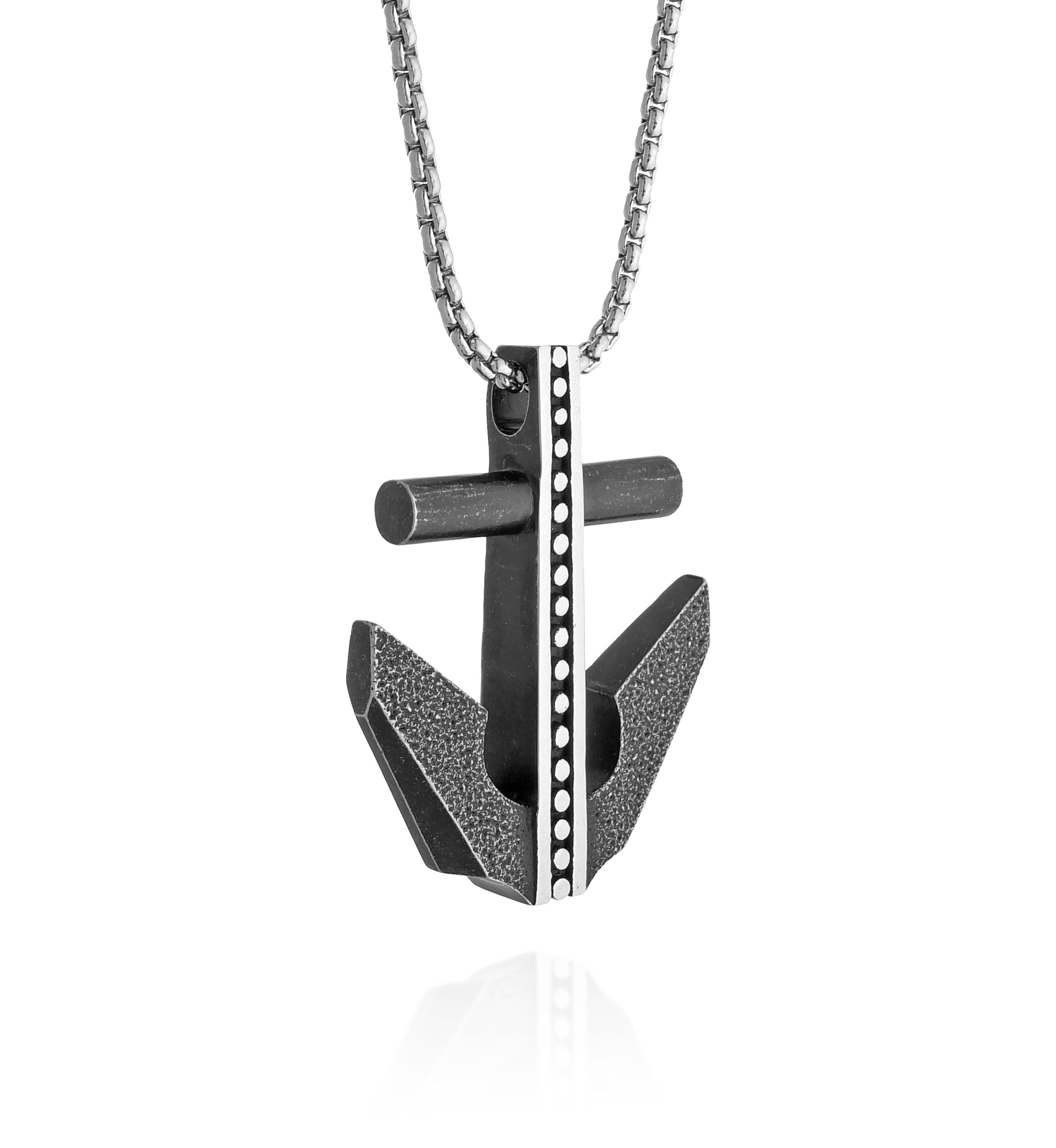 Mens Stainless Steel Anchor Pendant