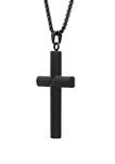 Stainless Steel Cross Pendant with Black Ion Plating and  1/10 ct. t.w. Black Cubic Zirconia 
