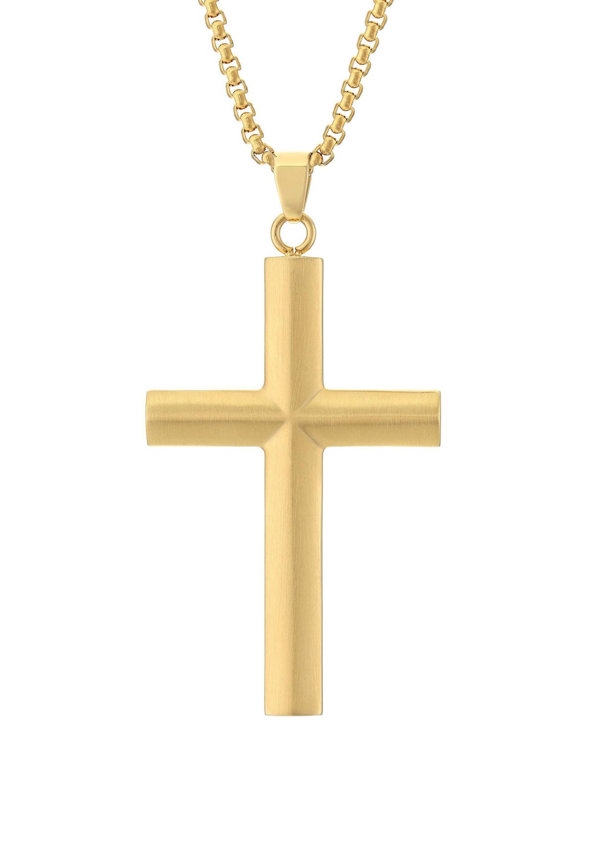 Stainless Steel Cross Pendant with Gold Tone Ion Plating