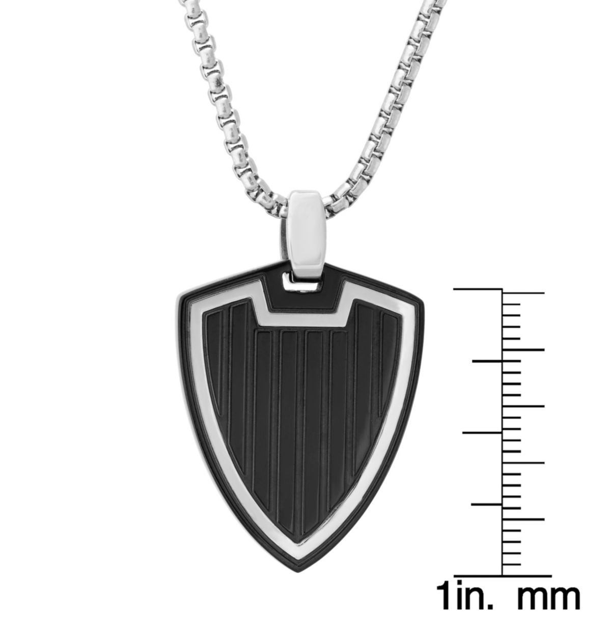 Stainless Steel Two Tone Shield Pendant Necklace
