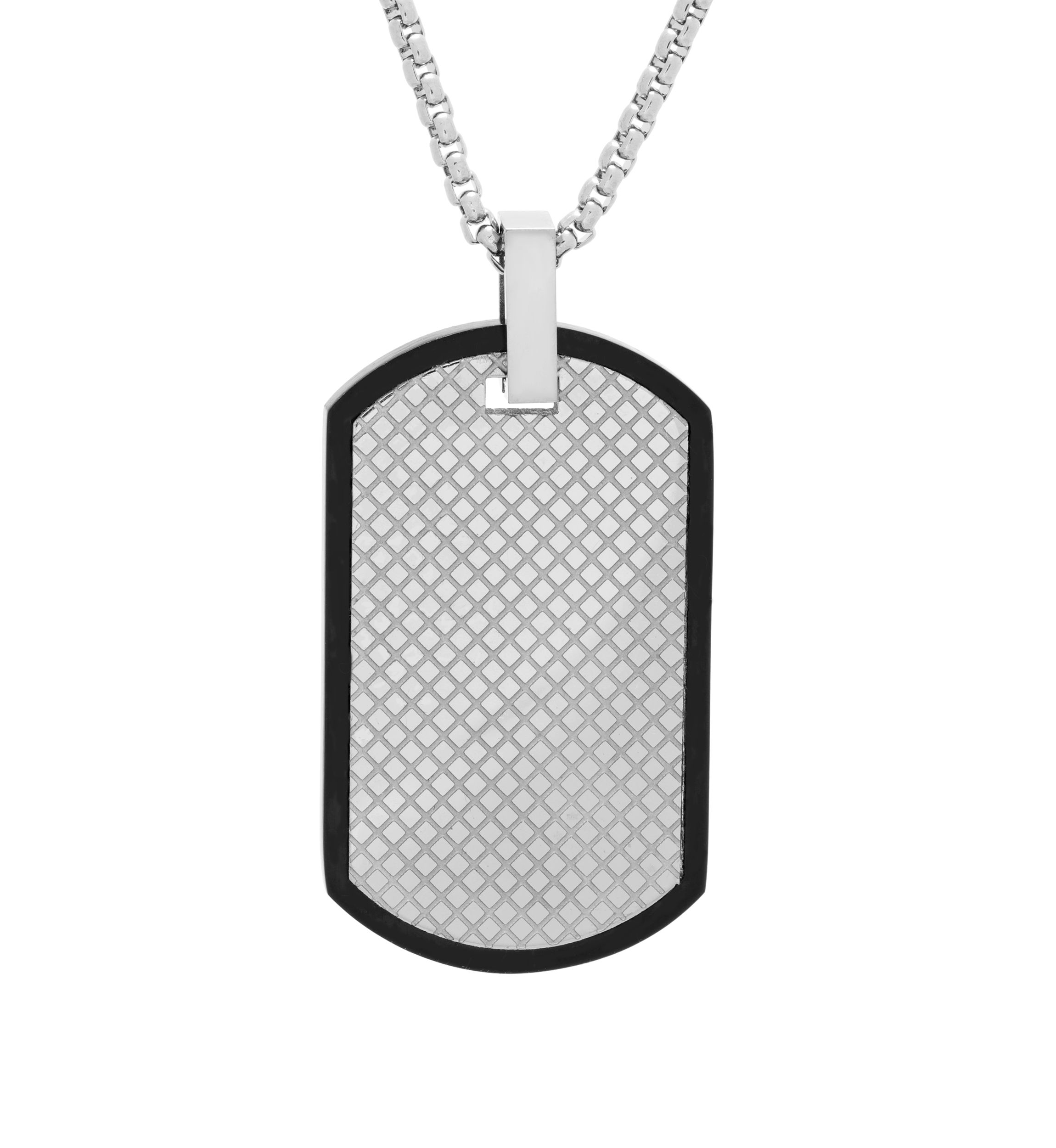 Stainless Steel Dog Tag Pendant Necklace with Texture
