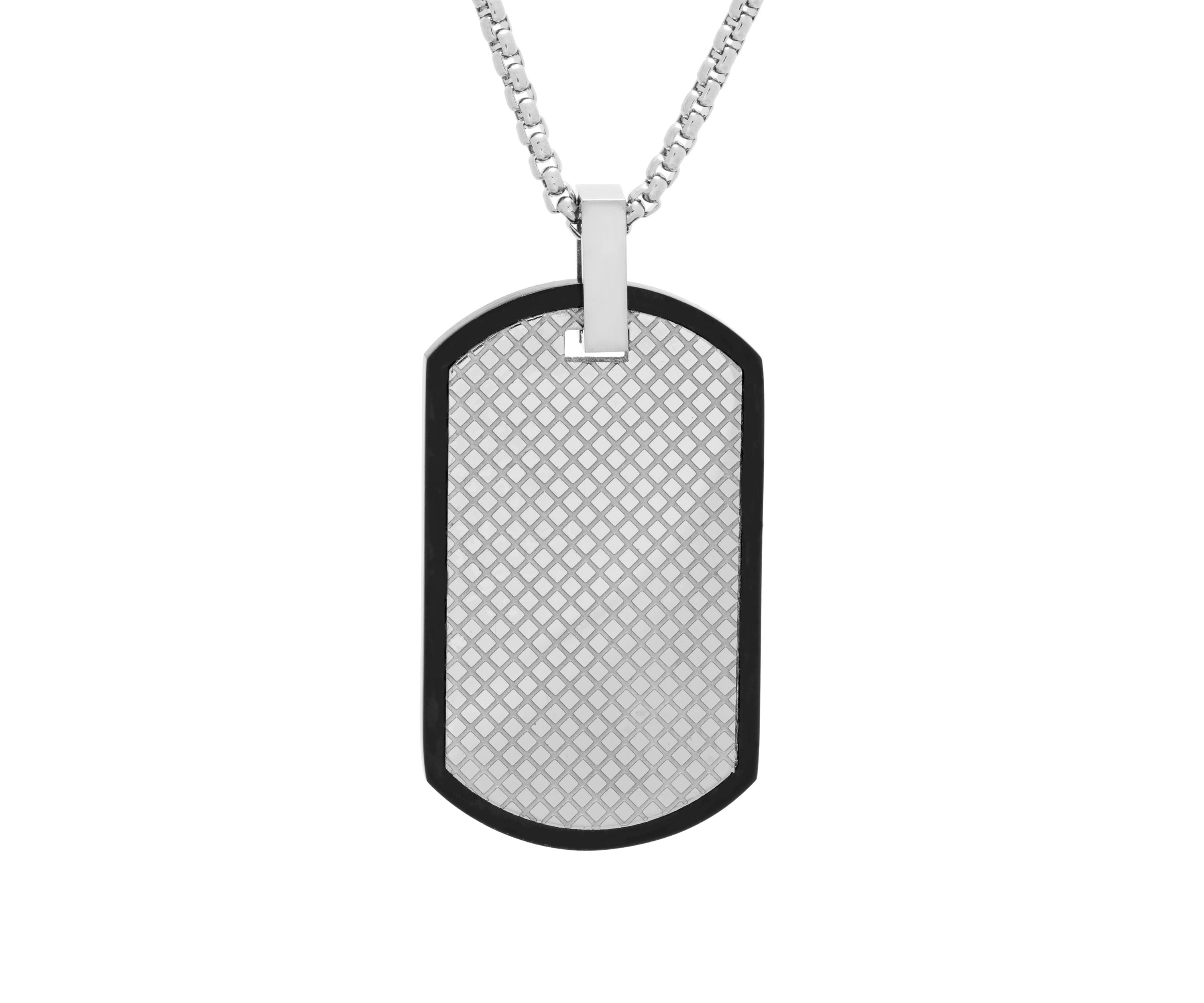 Stainless Steel Dog Tag Pendant Necklace with Texture