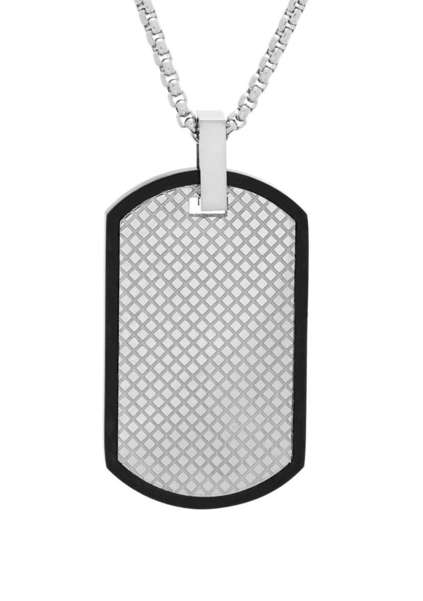 Stainless Steel Dog Tag Pendant Necklace with Texture