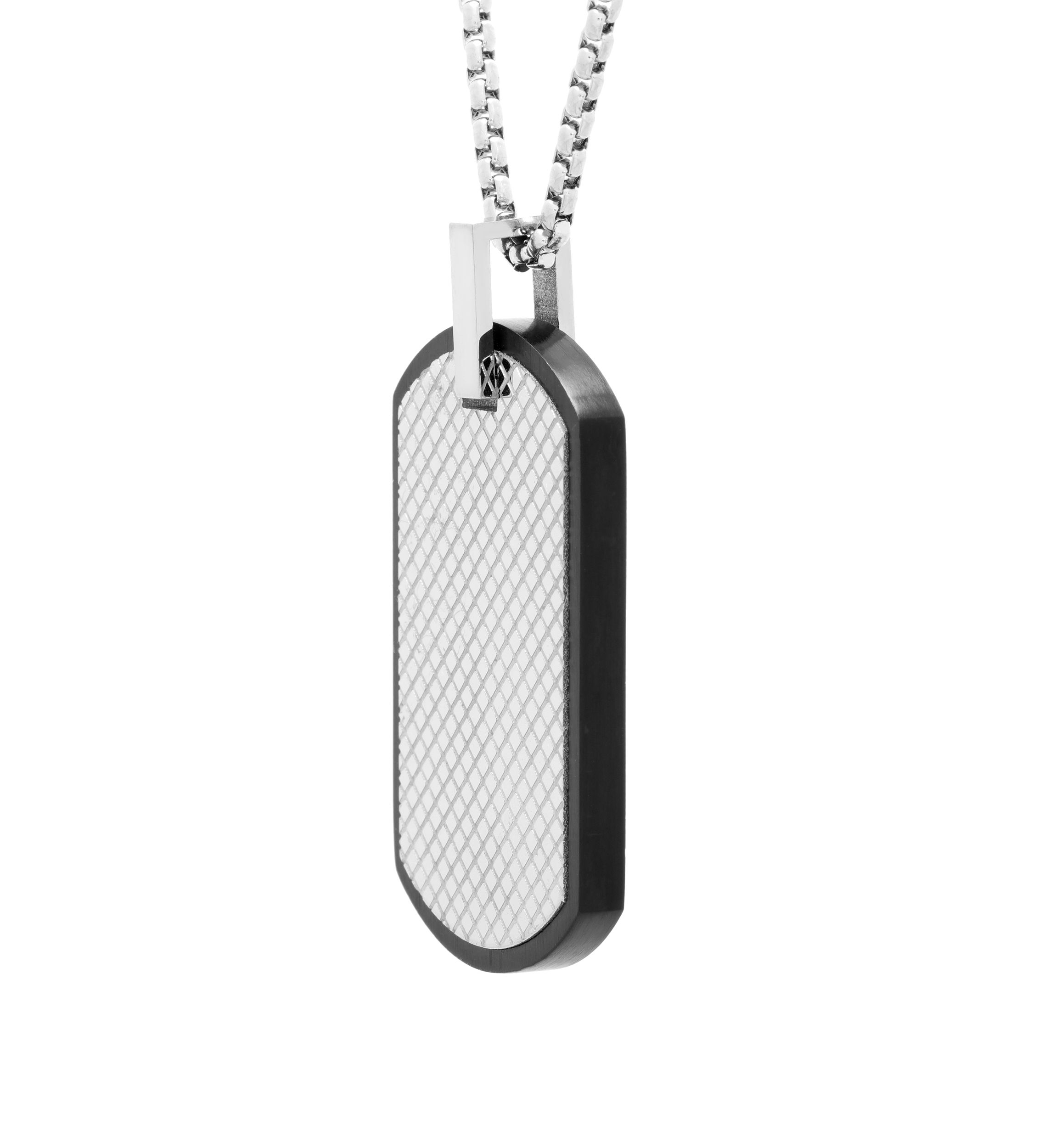 Stainless Steel Dog Tag Pendant Necklace with Texture