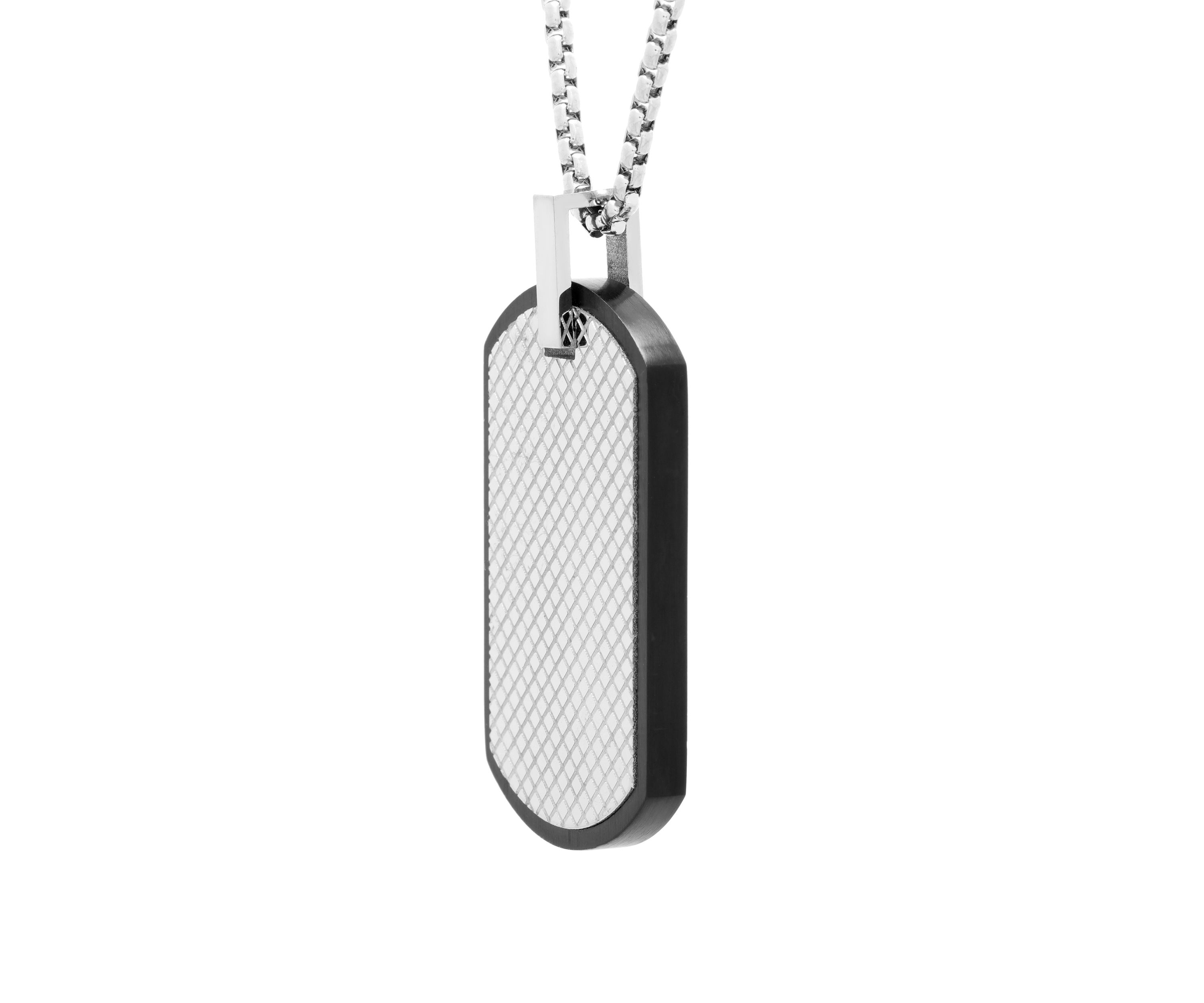 Stainless Steel Dog Tag Pendant Necklace with Texture
