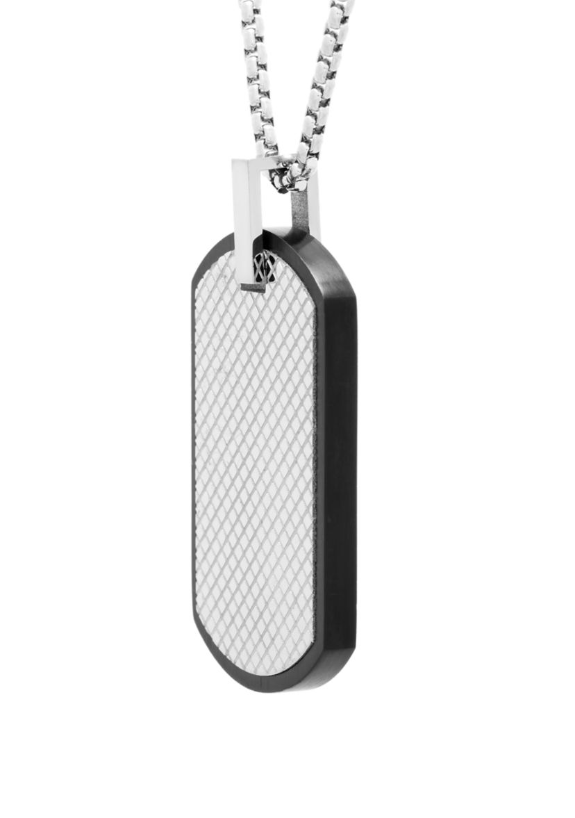 Stainless Steel Dog Tag Pendant Necklace with Texture