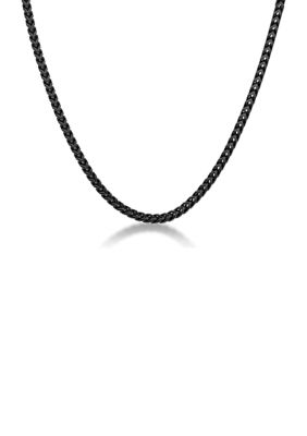 LYNX Men's 4MM Stainless Steel Foxtail Chain Necklace with Push Lock, Black, 26 in