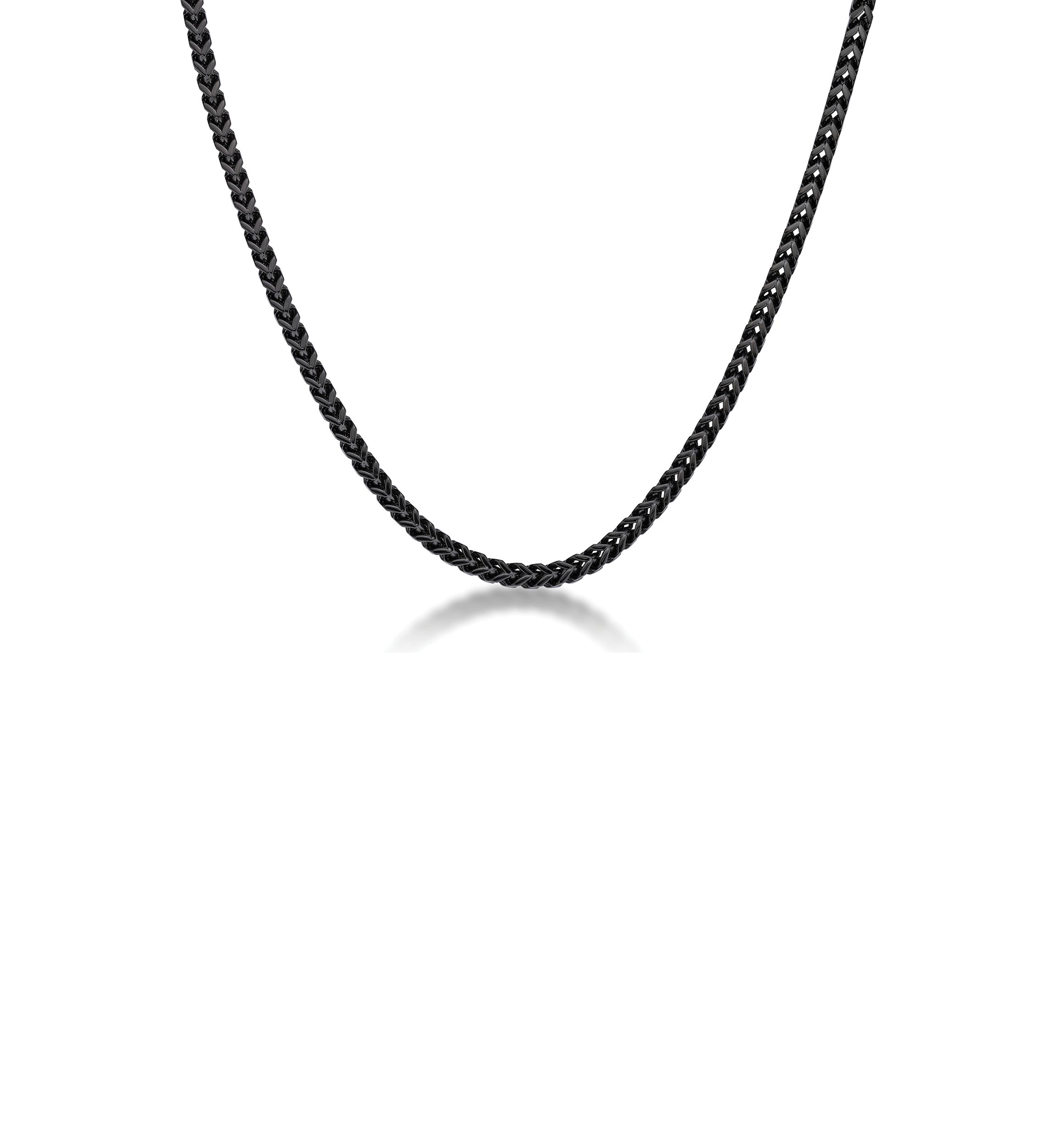 Stainless Steel 4 Millimeter Foxtail Chain Necklace with Black Ion Plating and Push Lock, 22 Inch