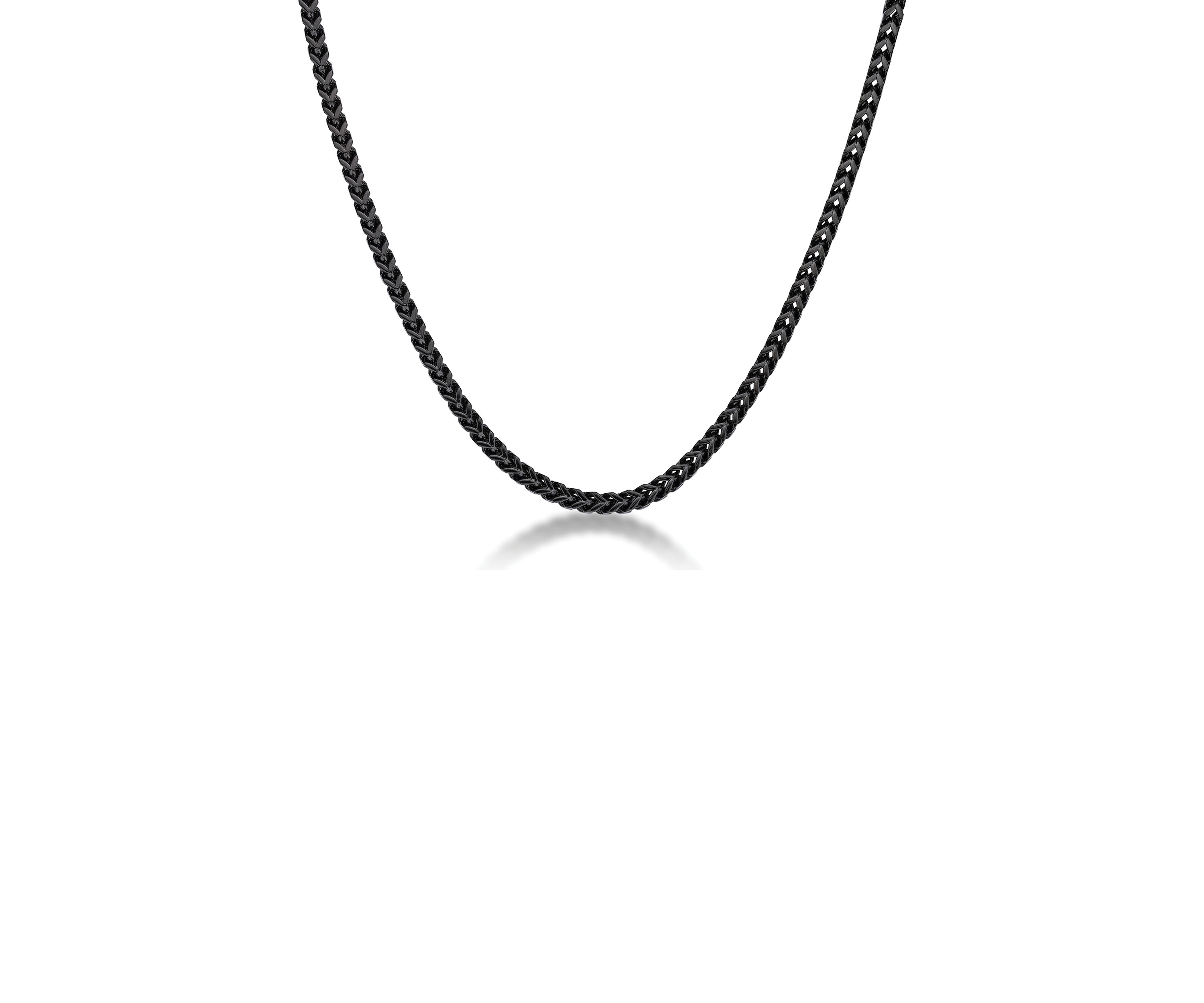 Stainless Steel 4 Millimeter Foxtail Chain Necklace with Black Ion Plating and Push Lock, 22 Inch