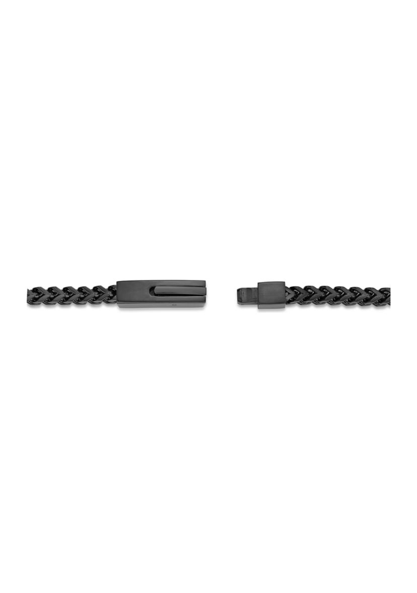 Stainless Steel 4 Millimeter Foxtail Chain Necklace with Black Ion Plating and Push Lock, 22 Inch
