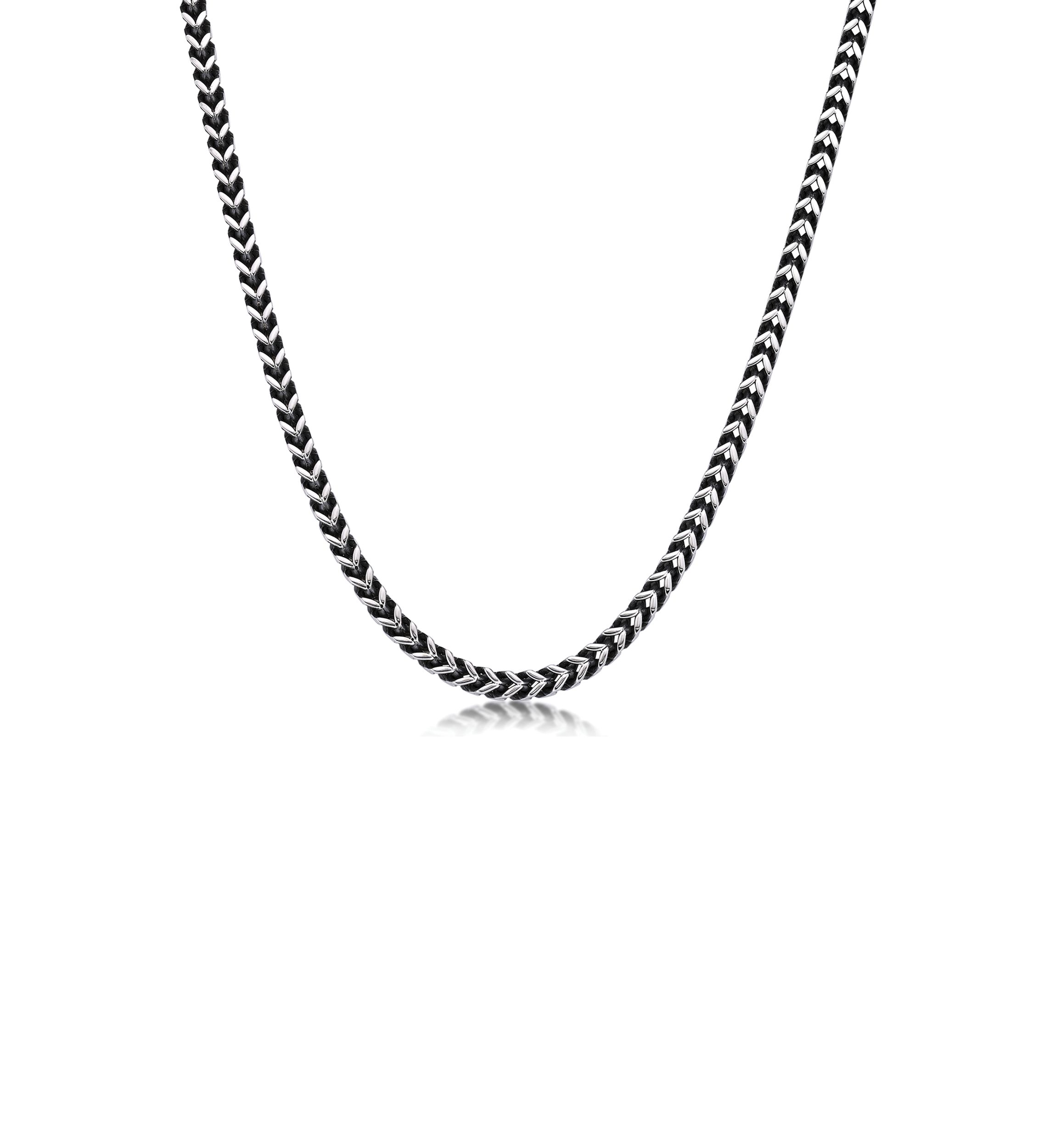 Stainless Steel 4 Millimeter Foxtail Chain Necklace with Push Lock, 22 Inch