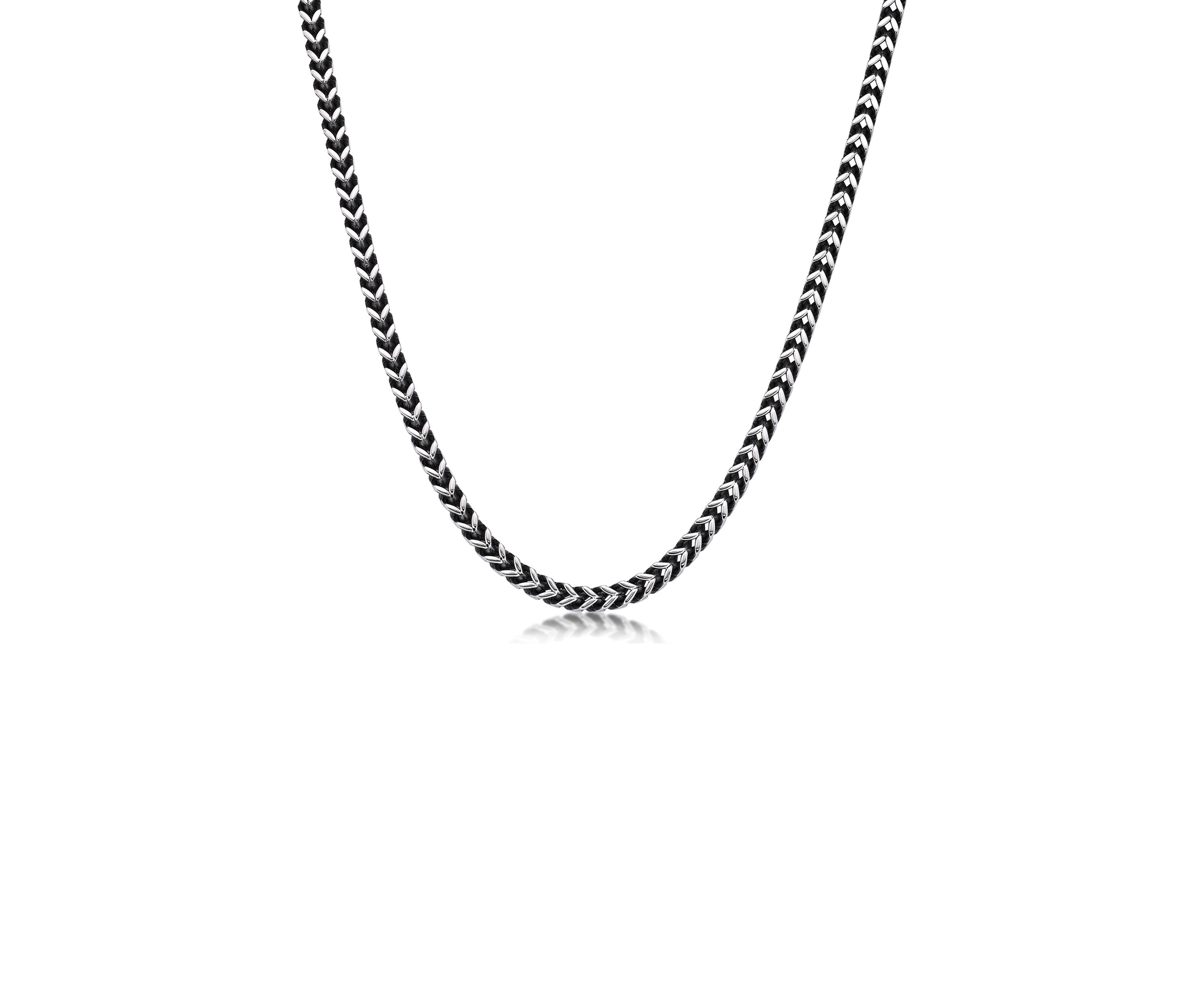 Stainless Steel 4 Millimeter Foxtail Chain Necklace with Push Lock, 22 Inch