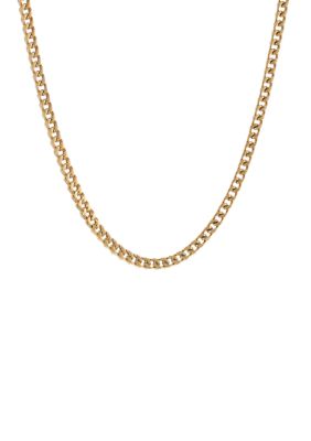 LYNX Men's 4MM Stainless Steel Foxtail Chain Necklace with Push Lock, Yellow, 26 in