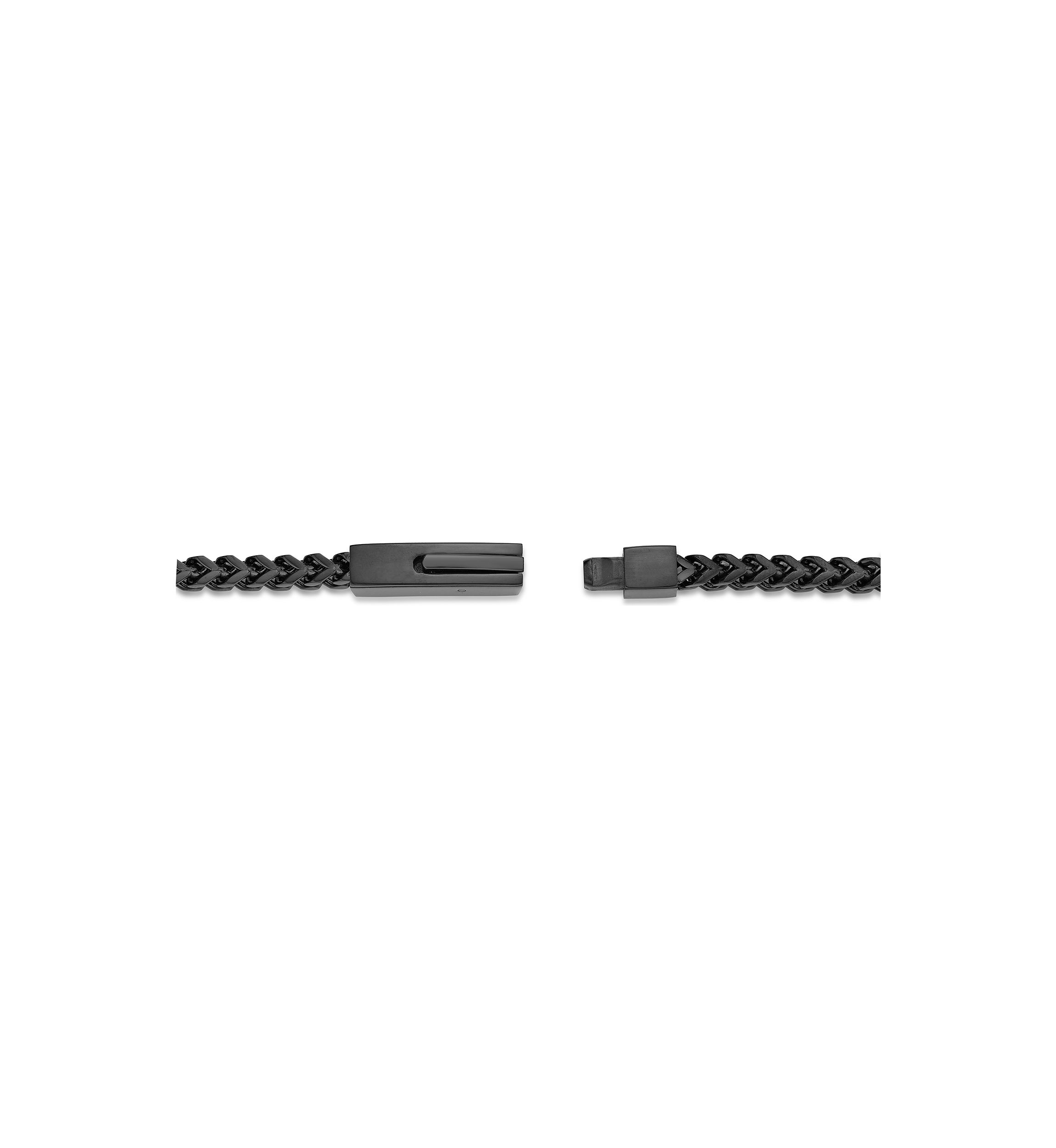 Stainless Steel 4 Millimeter Foxtail Chain Bracelet with Black Ion Plating and Push Lock, 9 Inch
