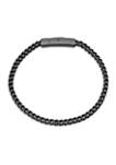 Stainless Steel 4 Millimeter Foxtail Chain Bracelet with Black Ion Plating and Push Lock, 9 Inch