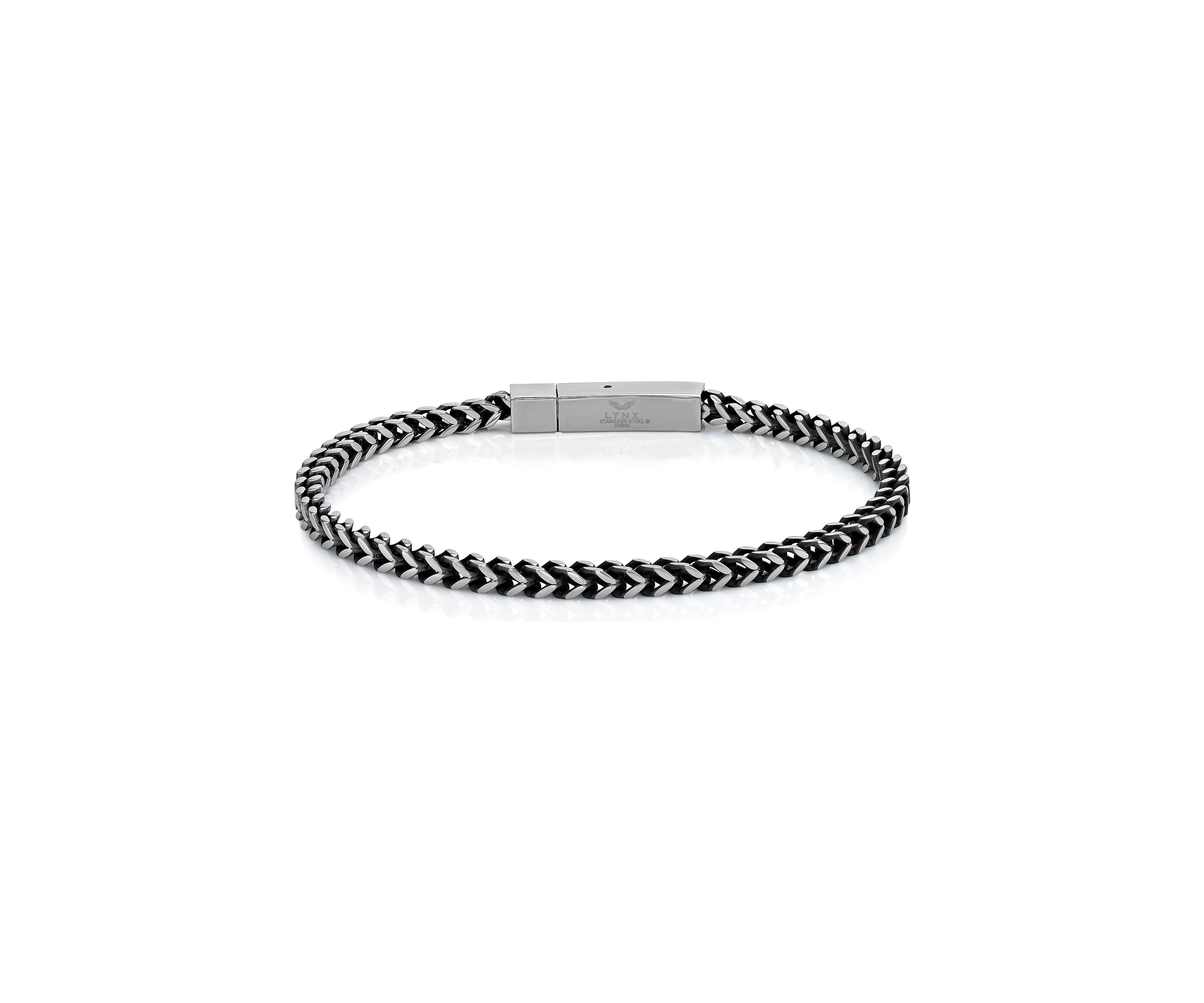 Stainless Steel 4 Millimeter Foxtail Chain Bracelet with Push Lock, 9 Inch