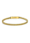 Stainless Steel 4 Millimeter Foxtail Chain Bracelet with Gold Tone Ion Plating and Push Lock, 9 Inch