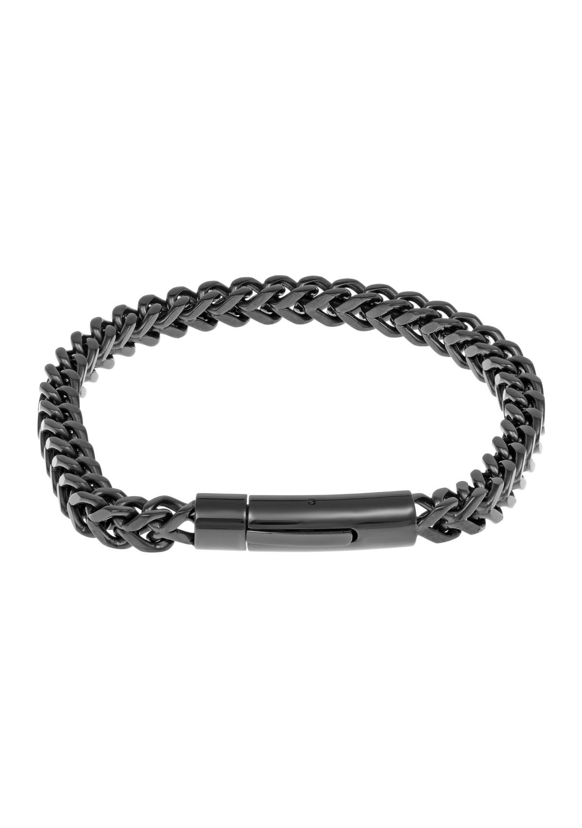 Stainless Steel 5 Millimeter Foxtail Chain Bracelet with Black Ion Plating and Push Lock, 9 Inch