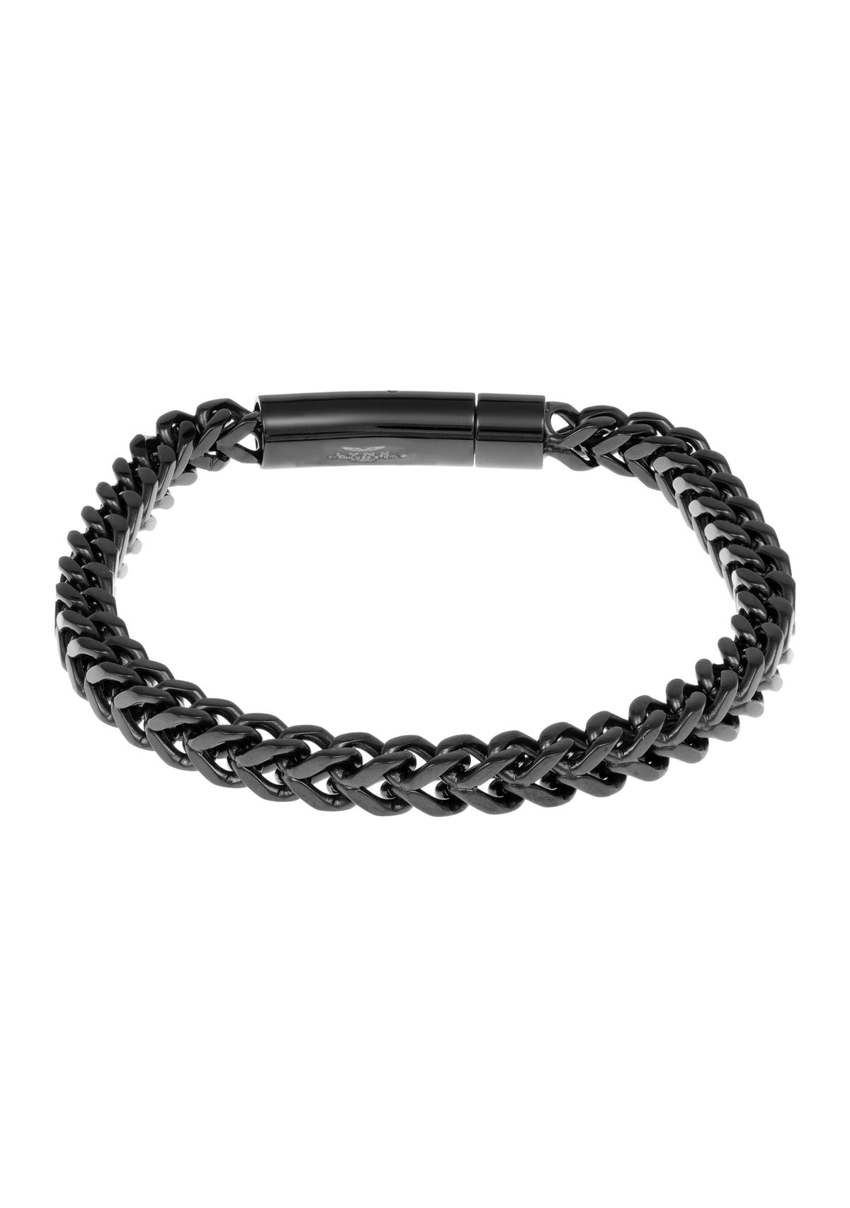 Stainless Steel 5 Millimeter Foxtail Chain Bracelet with Black Ion Plating and Push Lock, 9 Inch