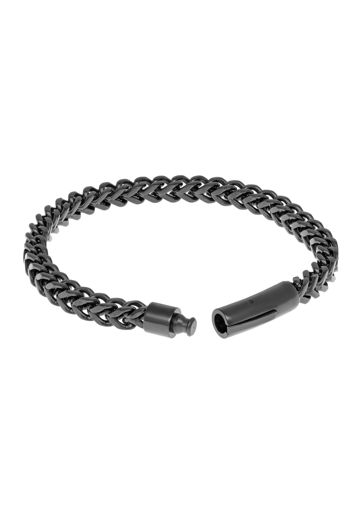 Stainless Steel 5 Millimeter Foxtail Chain Bracelet with Black Ion Plating and Push Lock, 9 Inch