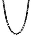 Stainless Steel 7 Millimeter Round Box Chain Necklace with Black Ion Plating and Push Lock, 22 Inch