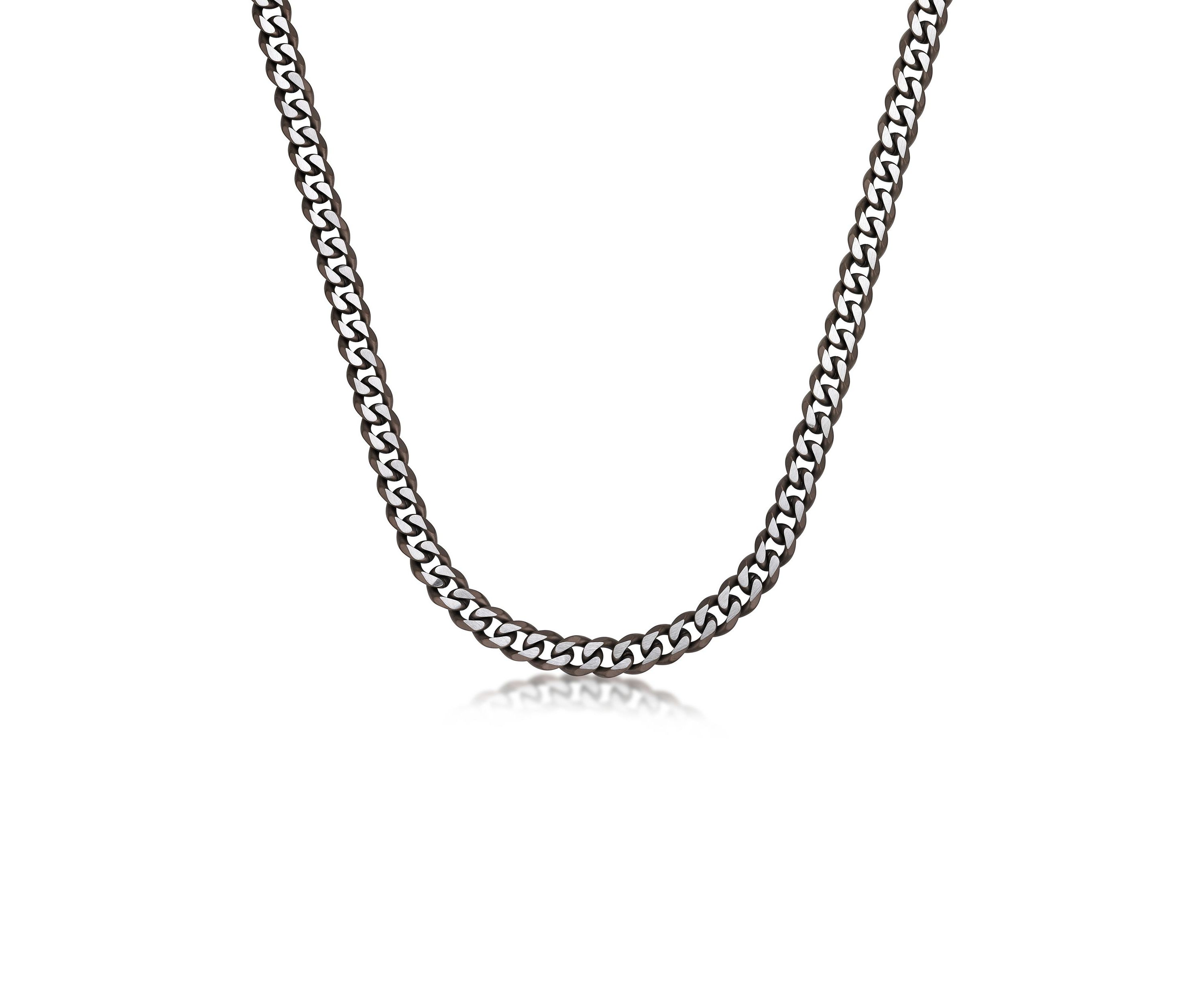 Stainless Steel 11MM Curb Chain Necklace with 
Chocolate IP, 24" Length