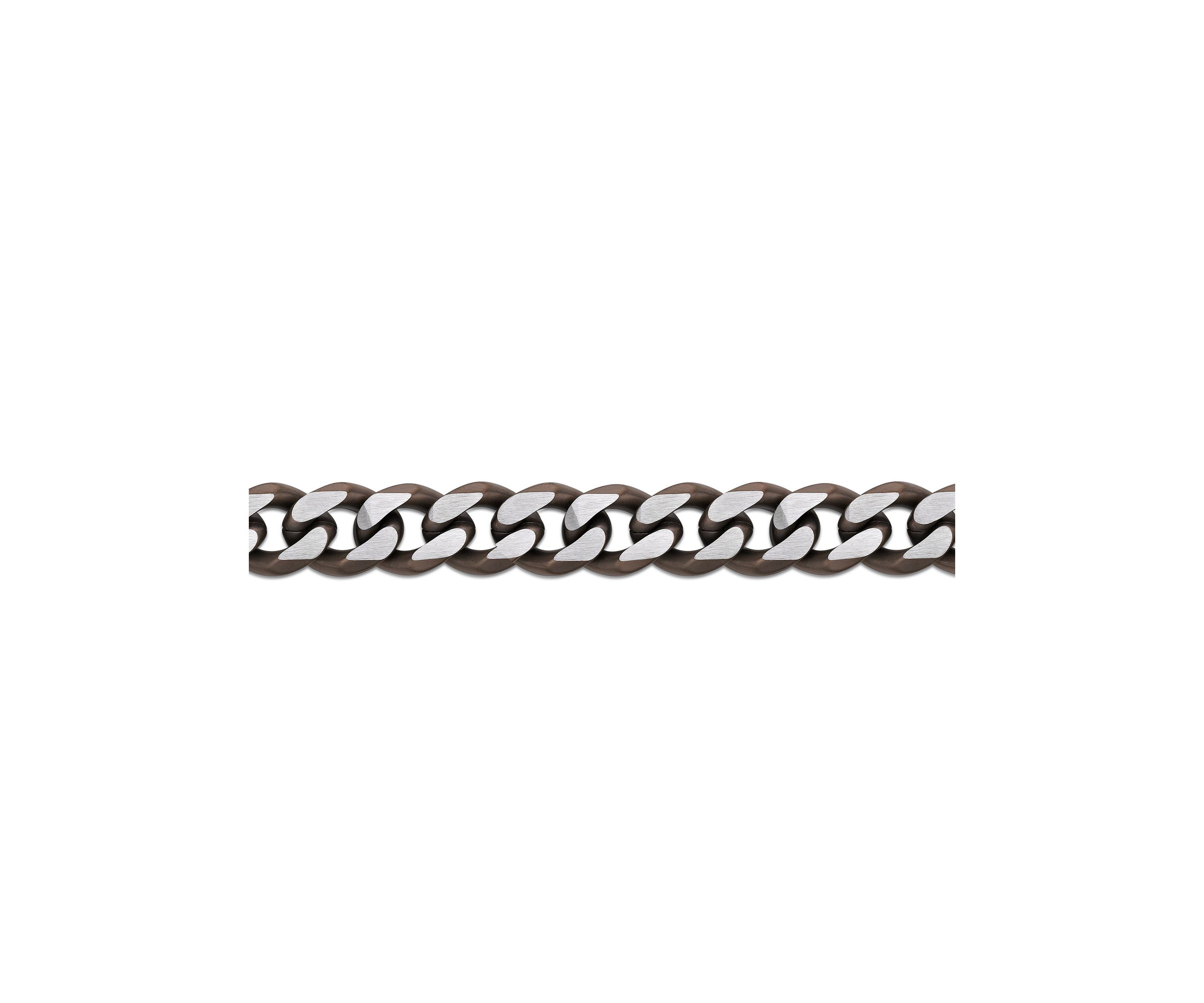 Stainless Steel 11MM Curb Chain Necklace with 
Chocolate IP, 24" Length