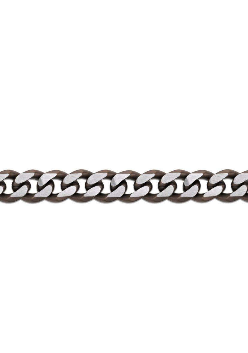 Stainless Steel 11MM Curb Chain Necklace with 
Chocolate IP, 24" Length