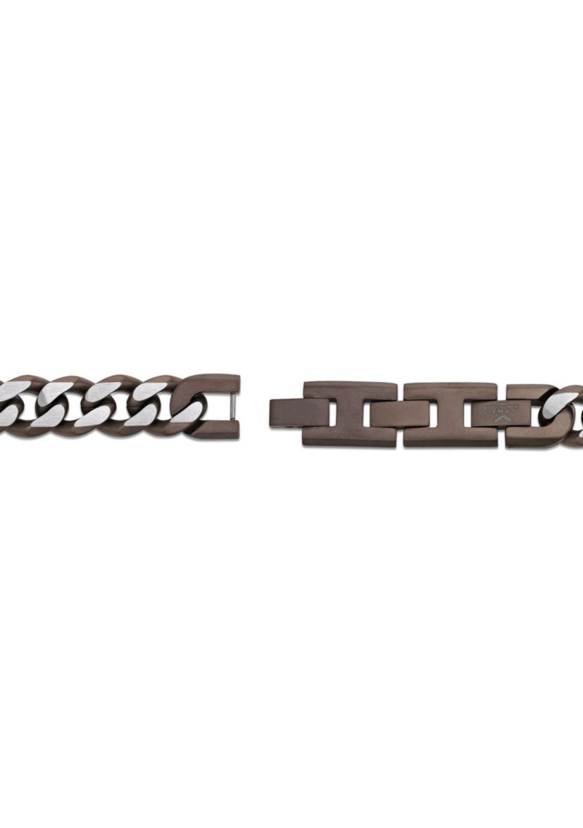 Stainless Steel 11MM Curb Chain Necklace with 
Chocolate IP, 24" Length