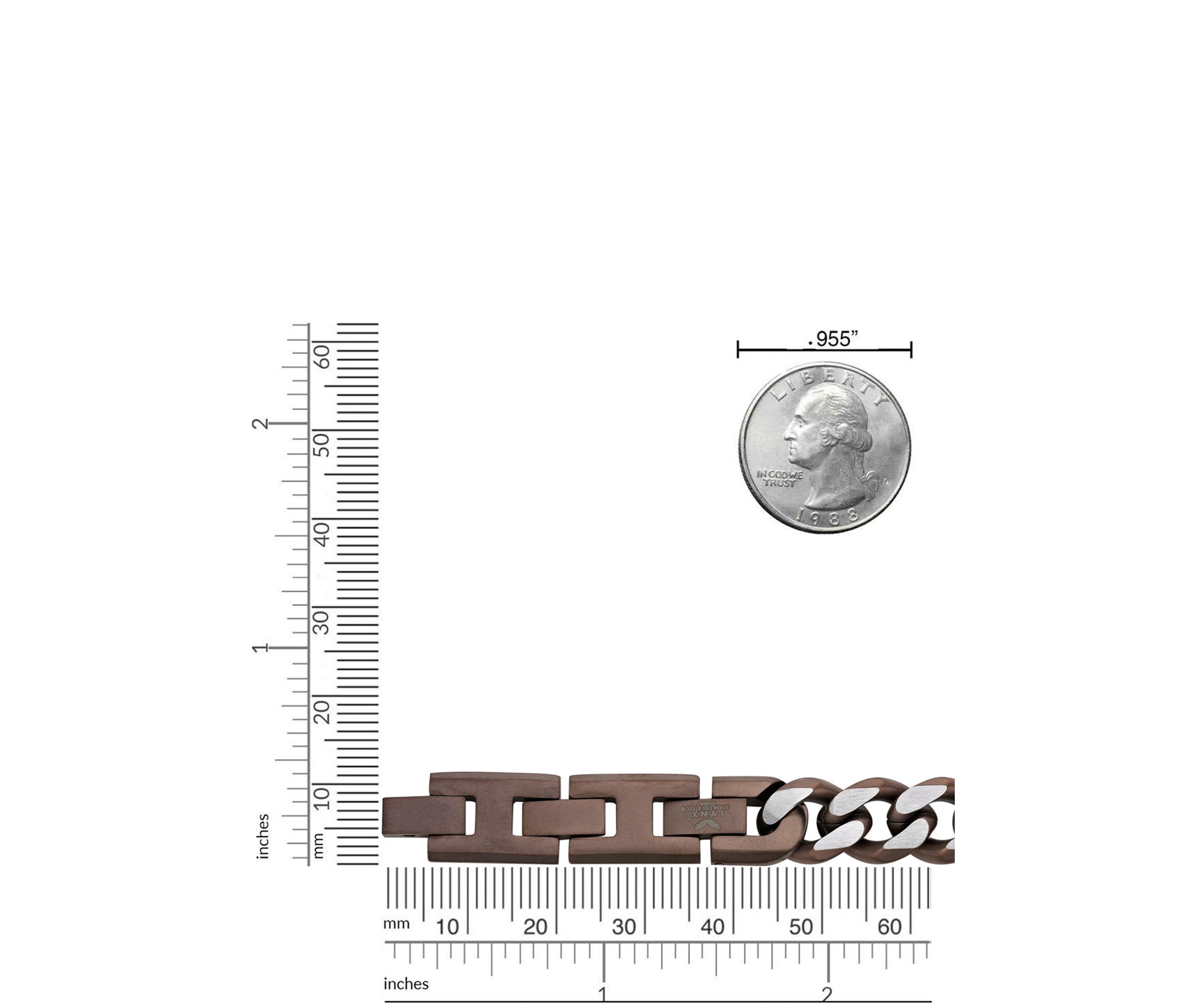 Stainless Steel 11MM Curb Chain Necklace with 
Chocolate IP, 24" Length
