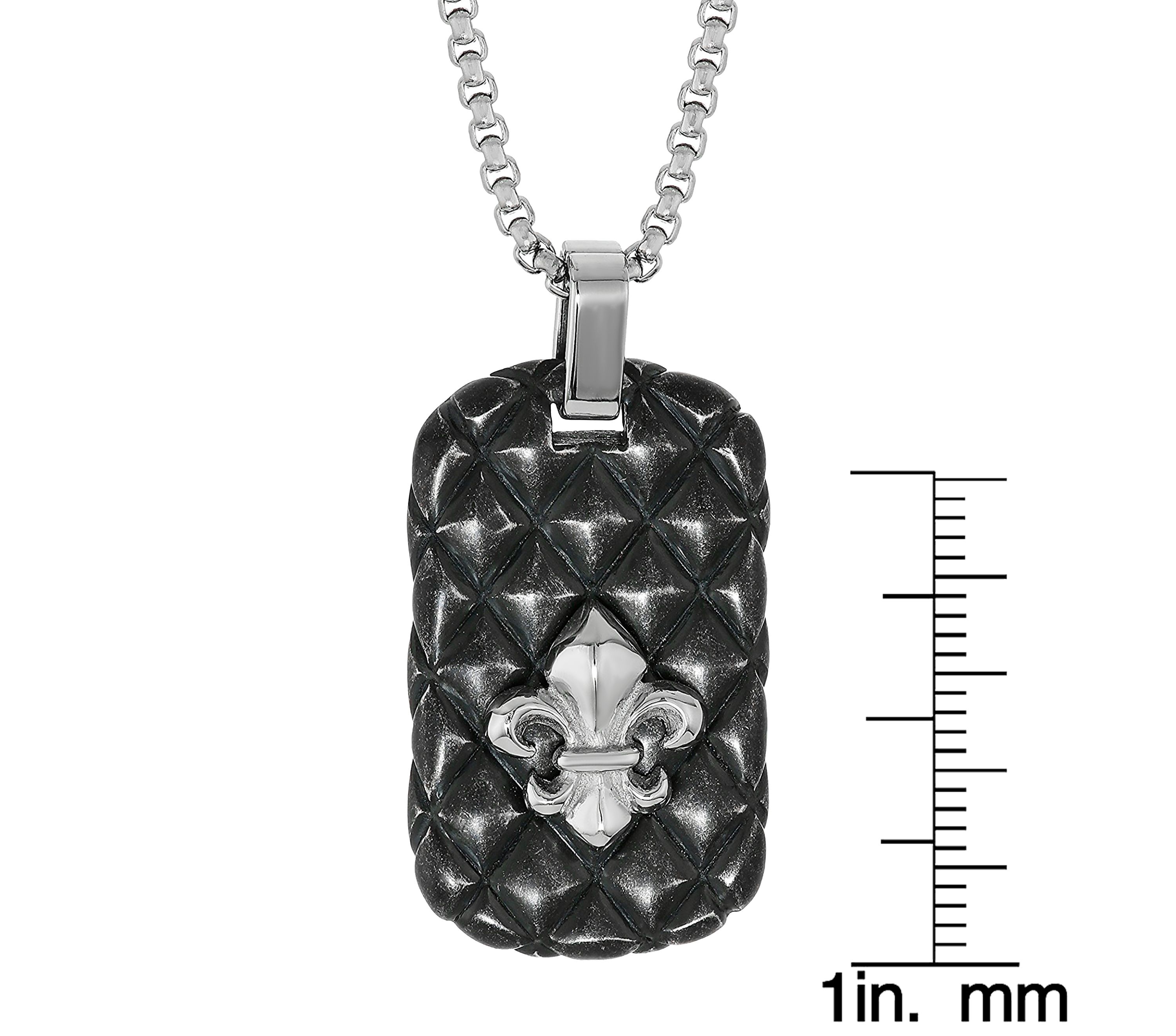 Stainless Steel Fleur Des Lis Dog Tag Pendant Necklace