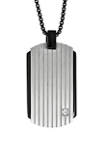 1/10 ct. t.w. Cubic Zirconia and Bip Stainless Steel Dog Tag Pendant with 24 Inch Round Chain